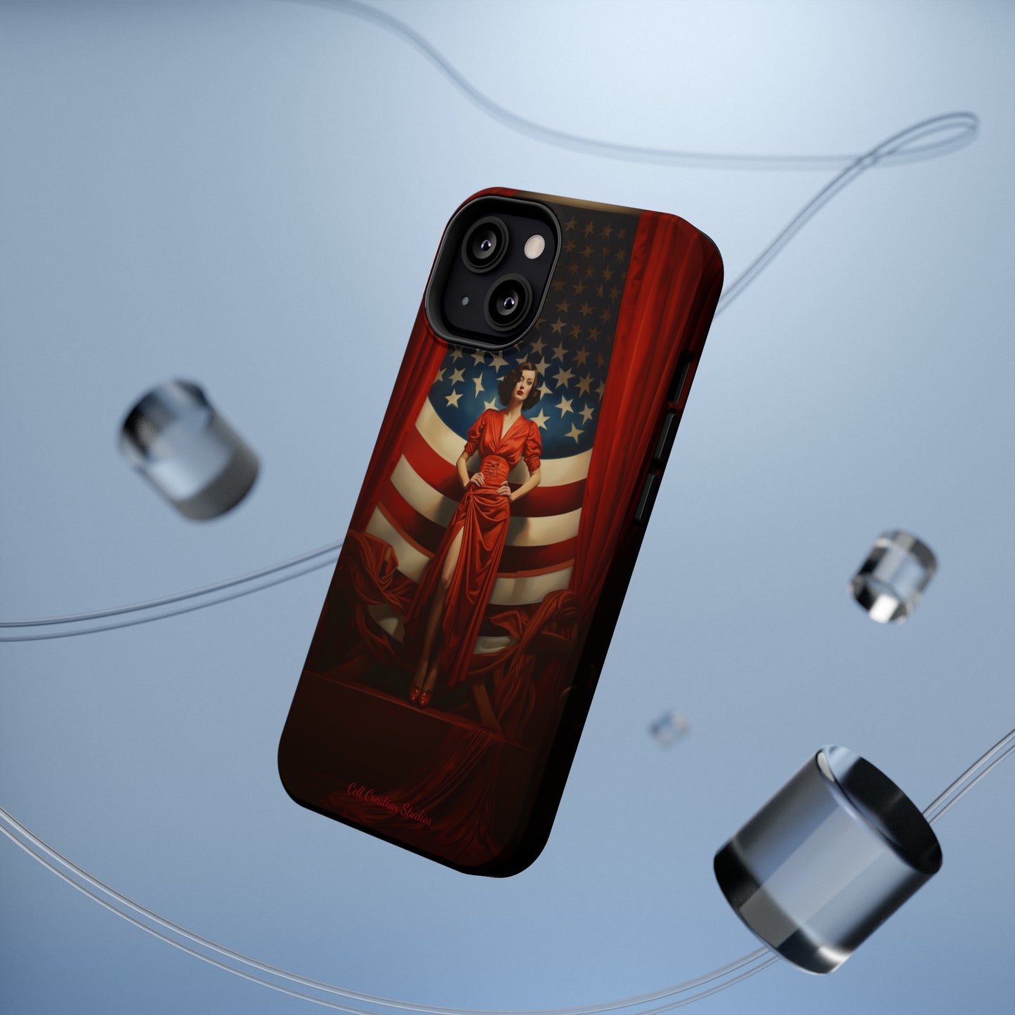 Introducing the "Vintage Glamour" Cell Phone Case – Step into 1920s Elegance with a Patriotic Twist! -MagSafe Tough Cases