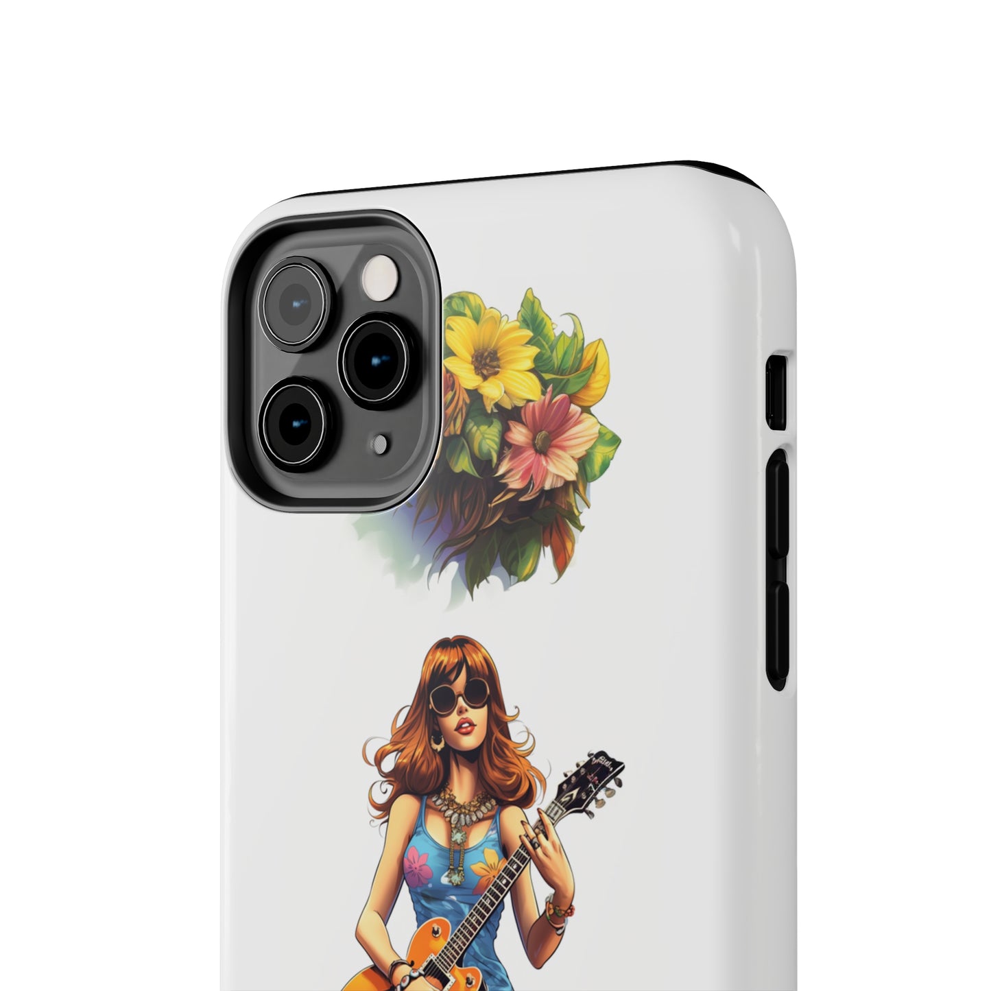 Introducing the "Hippie Chick Groove" Cell Phone Case – Retro Vibes and Musical Delight -Tough Phone Cases