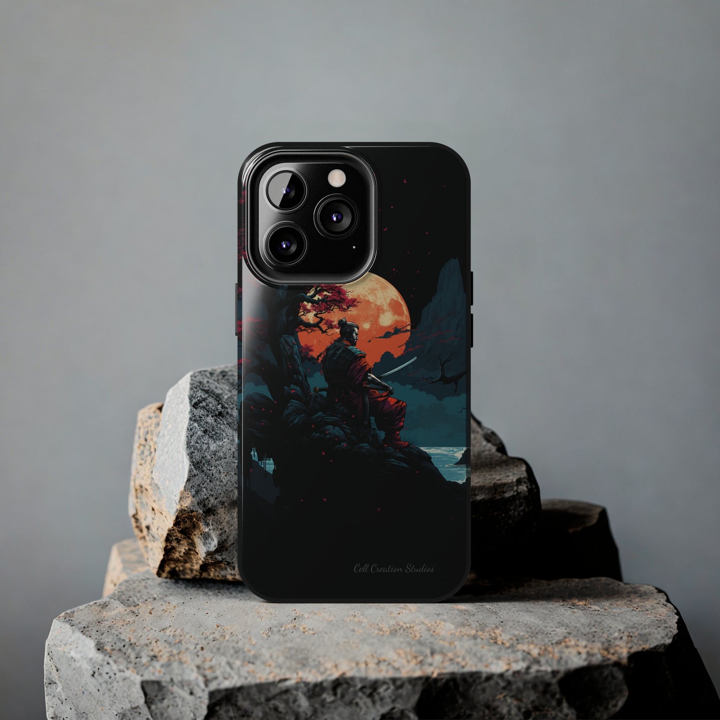 Introducing the "Moonlit Samurai Serenity" Cell Phone Case – Embrace Elegance and Strength -Tough Phone Cases