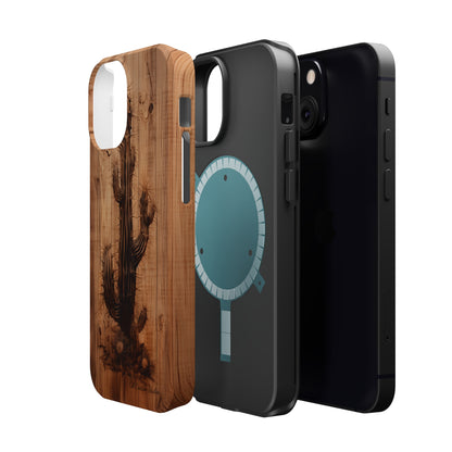 "Cactus Burnt Wood Design" Phone Case -MagSafe Tough Cases
