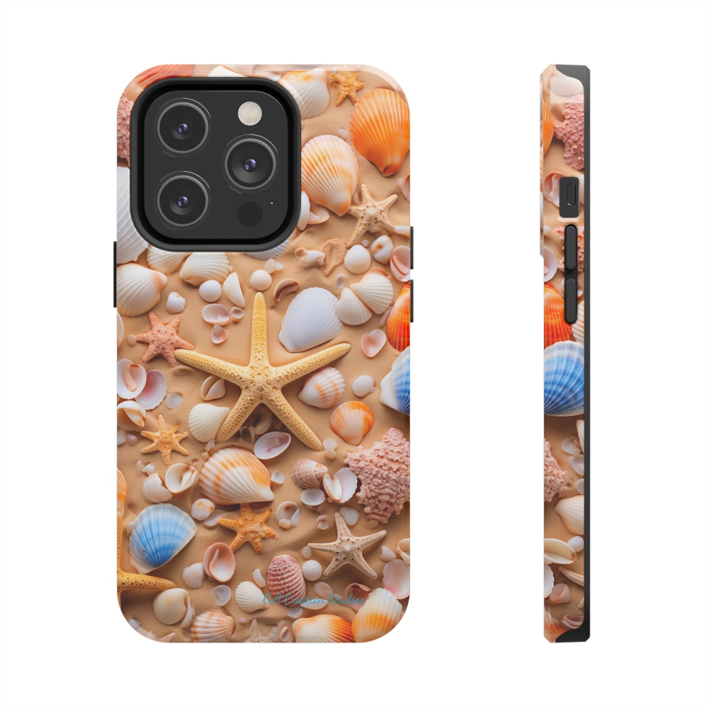 "Seaside Serenity Phone Case: Starfish and Seashells" -Tough Phone Cases