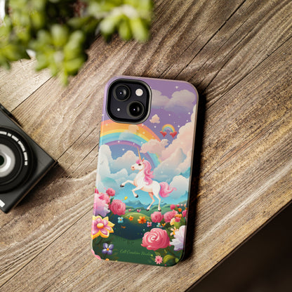 Introducing the "Floral Enchantment" Cell Phone Case – Embrace Your Imagination with a Unicorn in a Field of Flowers -Tough Phone Cases