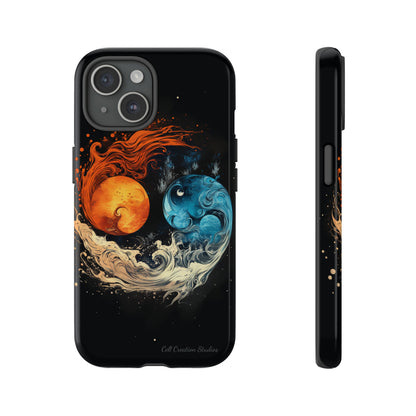 "Harmony in Contrast: Orange and Blue Yin and Yang" Phone Case -Tough Cases