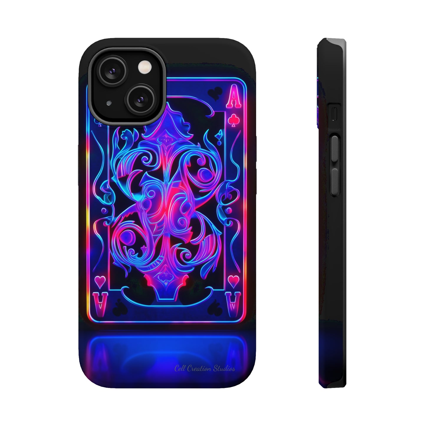 Introducing the "Neon Ace of Hearts" Cell Phone Case – Elevate Your Style with a Dazzling Card -MagSafe Tough Cases