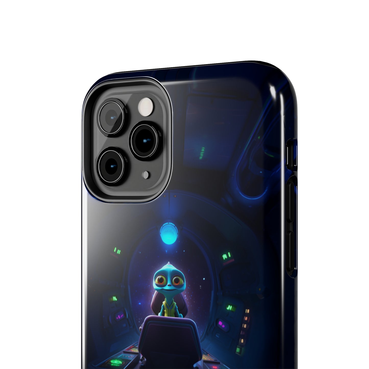 The "Galactic Buddy" Blue Alien Spaceship Phone Case -Tough Phone Cases