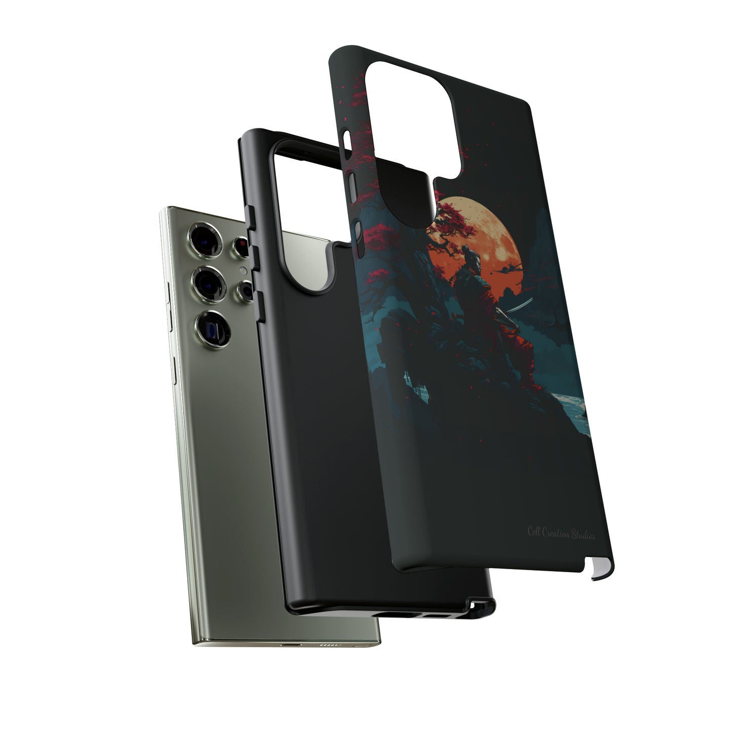 Introducing the "Moonlit Samurai Serenity" Cell Phone Case – Embrace Elegance and Strength -Tough Cases