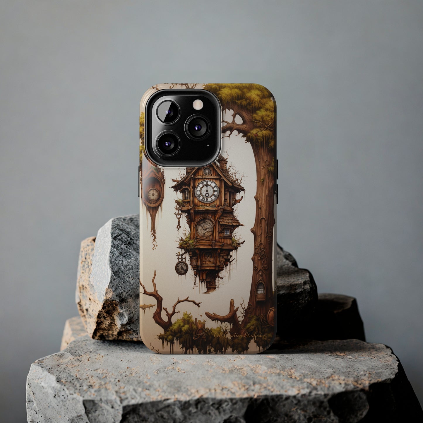 Introducing the "Mystical Wooden Clock" Cell Phone Case – Embrace Enchantment and Timeless Beauty -Tough Phone Cases