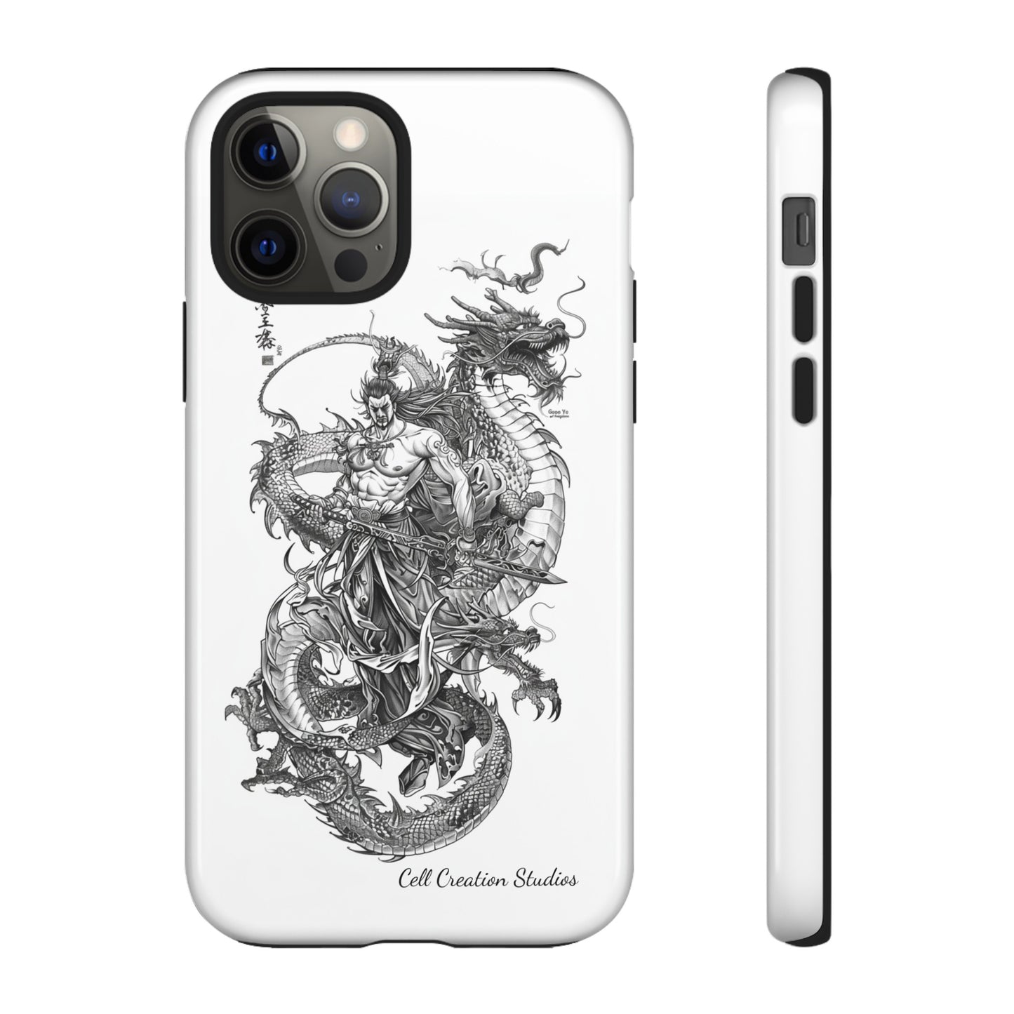 "Samurai and Dragon Sketch" -Tough iPhone Cases