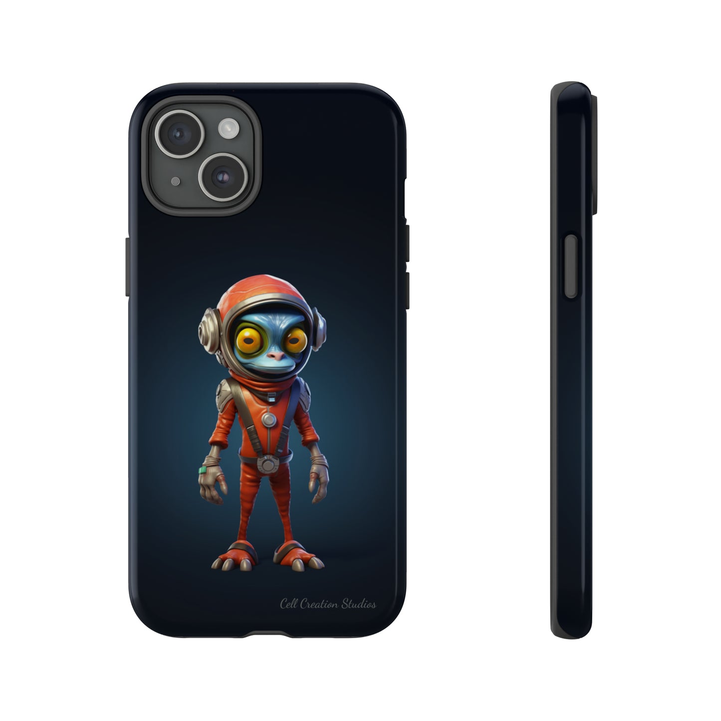 The "AstroGuard" Animated Blue Alien Astronaut Phone Case -Tough Cases