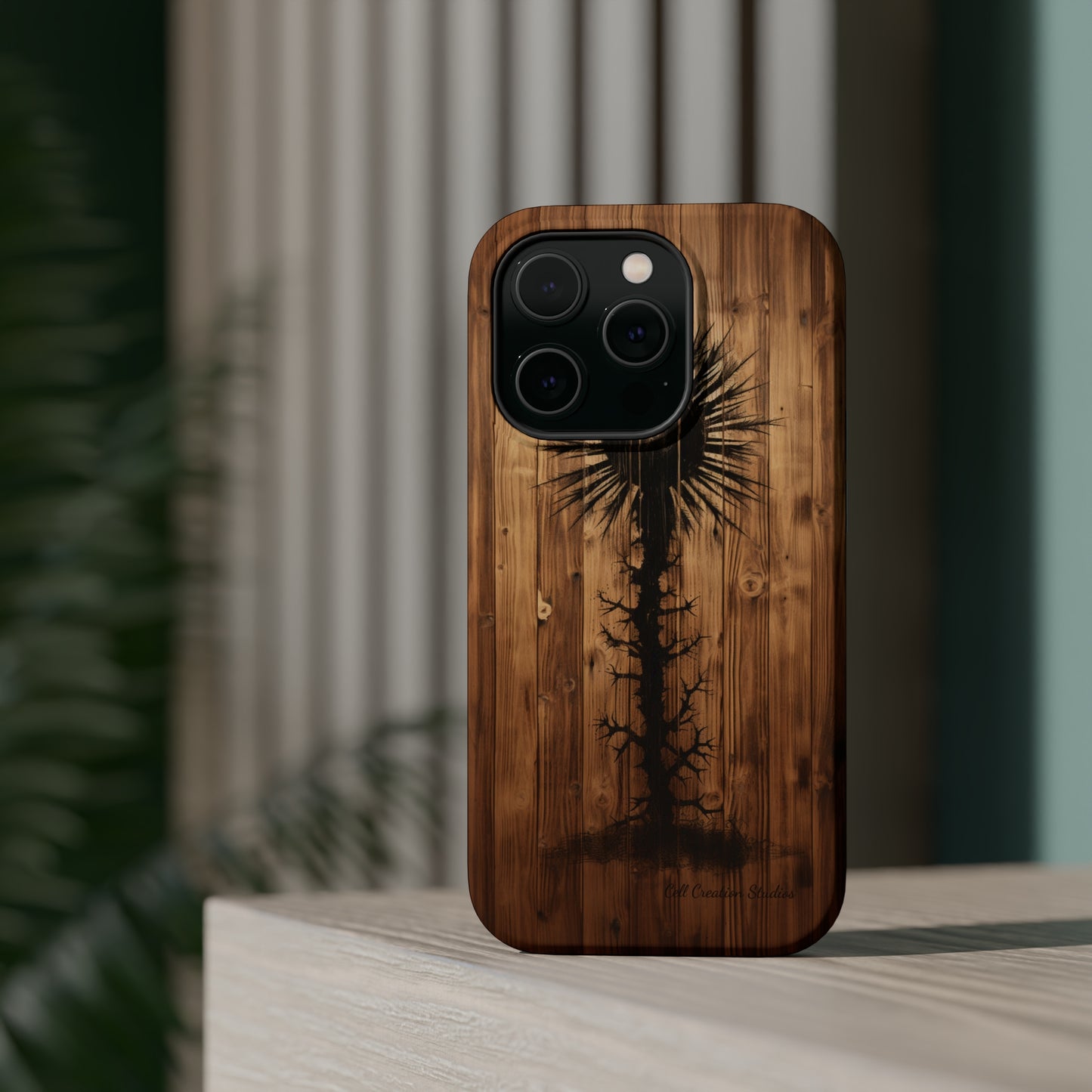 "Desert Plant on Wood Themed Phone Case: Embrace Nature's Beauty" -MagSafe Tough Cases