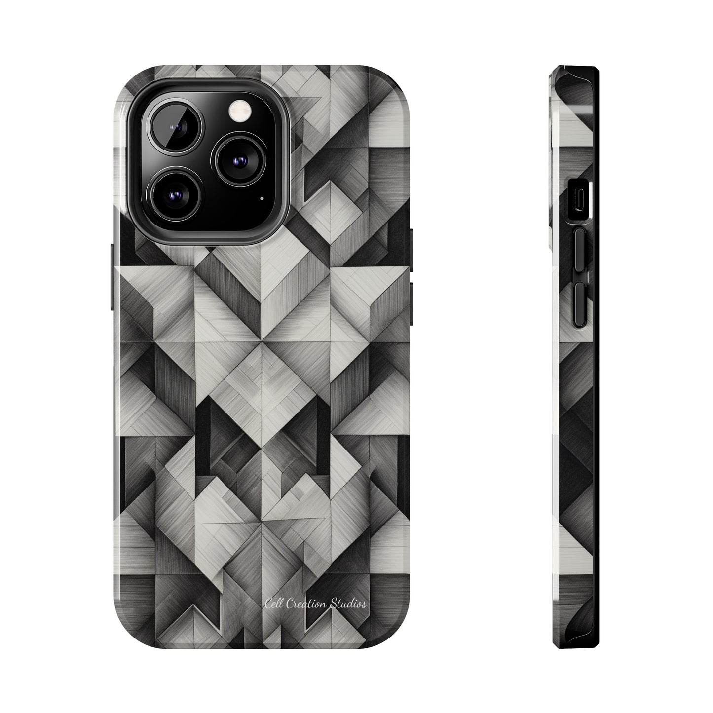 The "Black and White Geometric Pattern" Cell Phone Case- Elevate Your Phone's Style-Tough Phone Cases