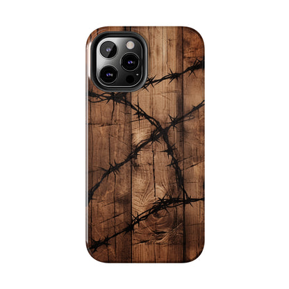 "Elegant Barb Wire on Wood" Embrace Rustic Style -Tough Phone Cases