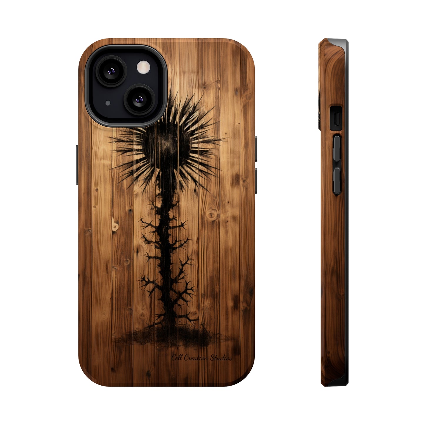 "Desert Plant on Wood Themed Phone Case: Embrace Nature's Beauty" -MagSafe Tough Cases