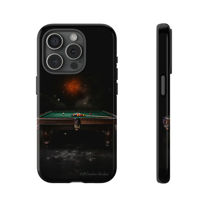 "Rack 'Em Up in Style: Pool Table-Themed Phone Case with Space Background"-Tough Cases