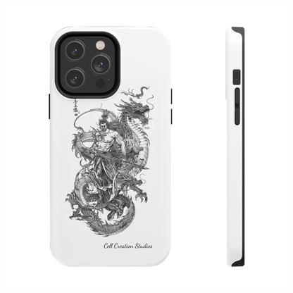 "Samurai and Dragon Sketch" -Tough iPhone Cases