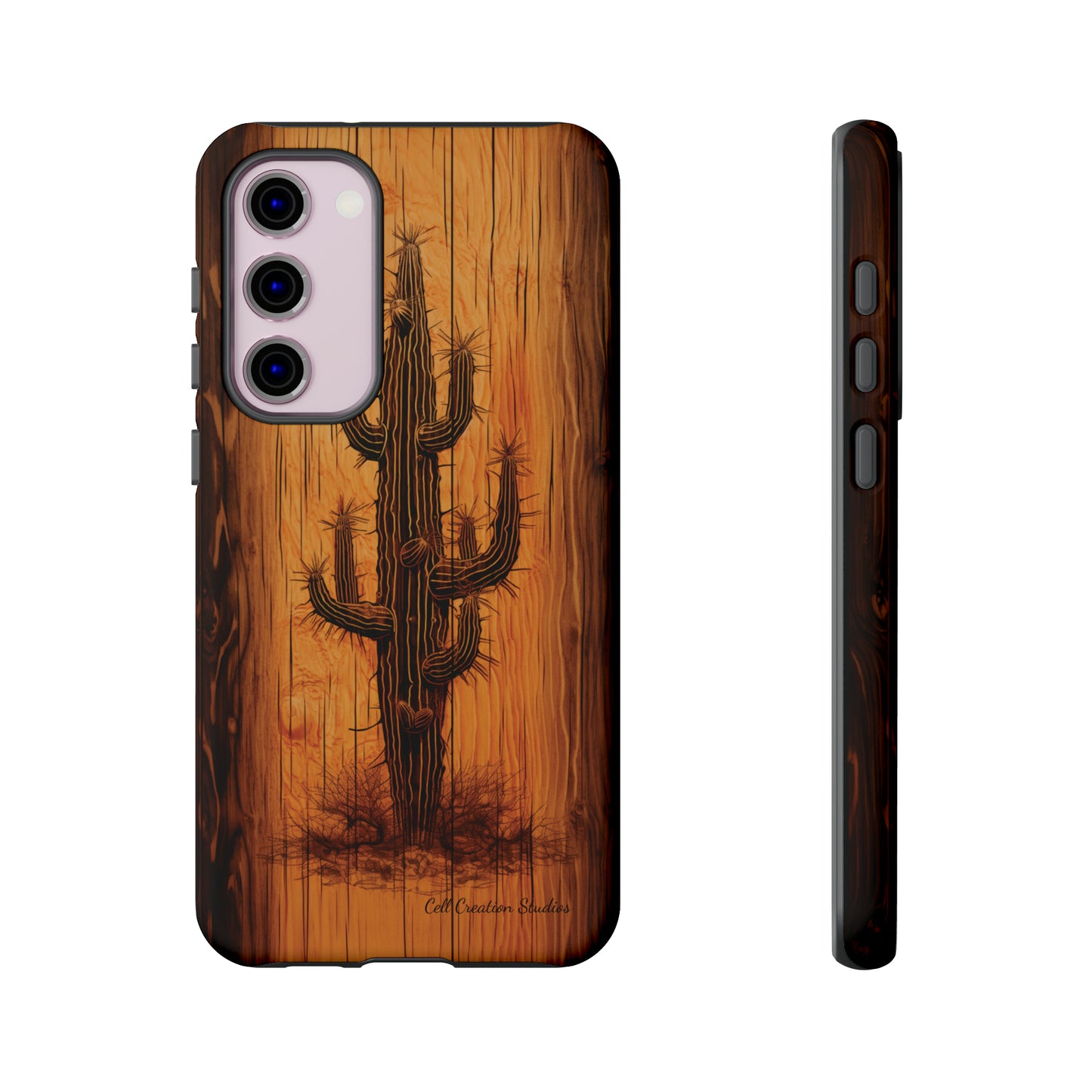 "Cactus Burnt Wood Phone Case" -Tough Cases