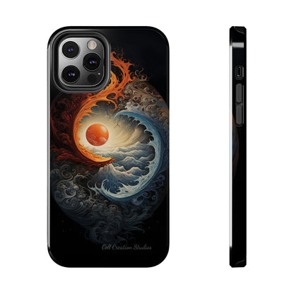 "Dual Elements Clash: Fire and Water Abstract" Phone Case -Tough Phone Cases