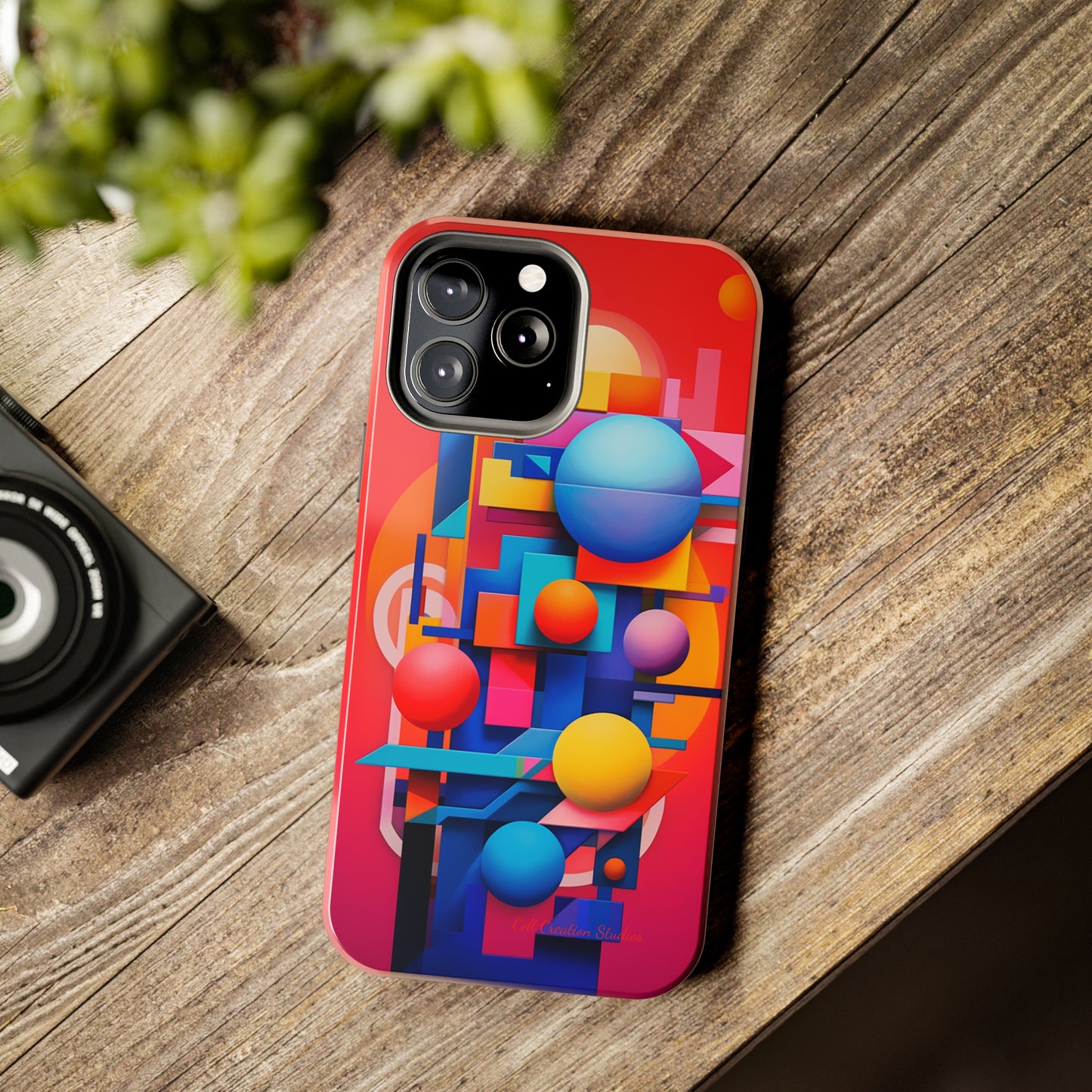 The "Geometric Red Background" Cell Phone Case- Upgrade Your Phone's Aesthetics -Tough Phone Cases