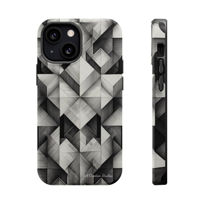 The "Black and White Geometric Pattern" Cell Phone Case- Elevate Your Phone's Style -MagSafe Tough Cases