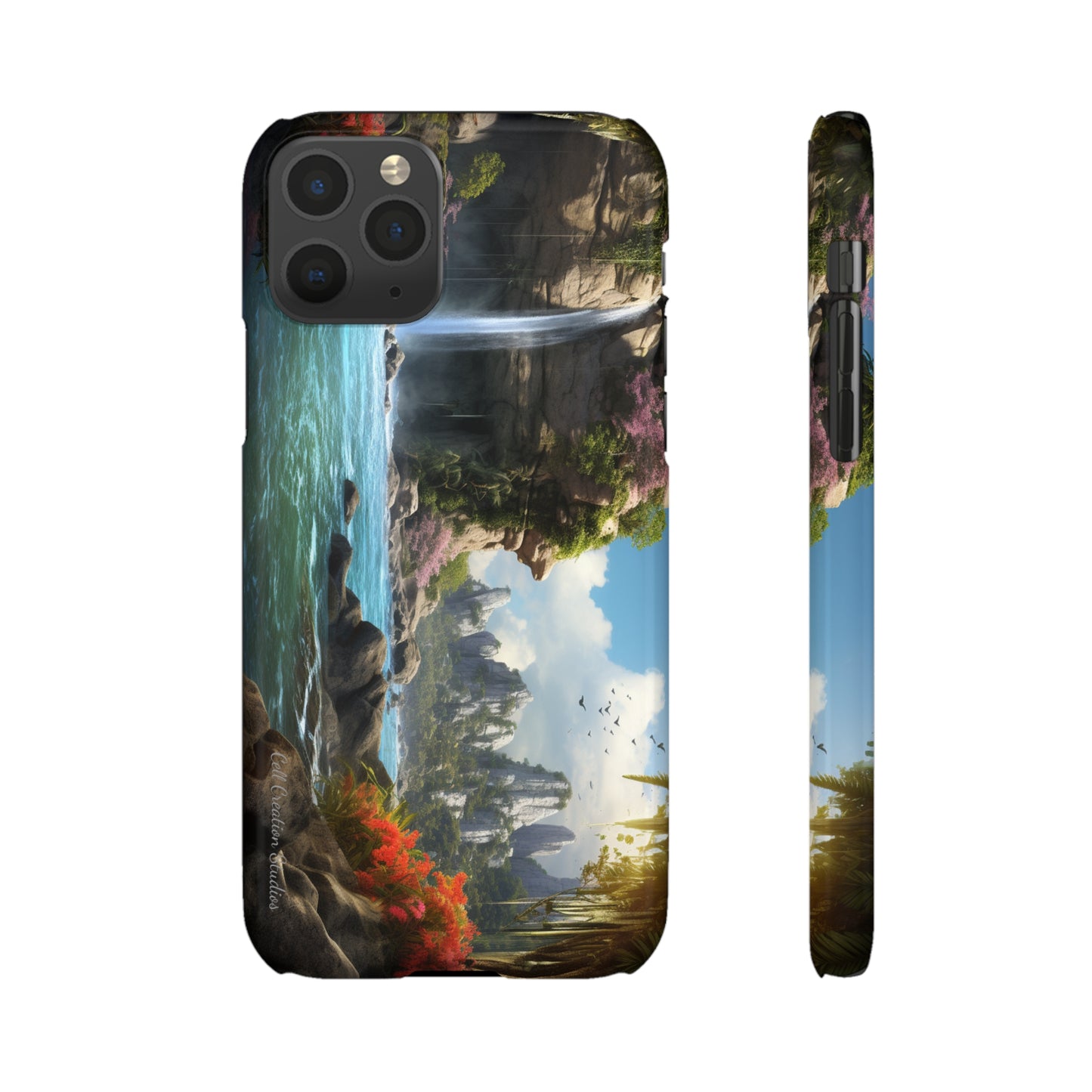 Introducing the "Nature's Cascade" Cell Phone Case – Capture Majestic Beauty with Rock Cliffs and Waterfall! -Snap Cases