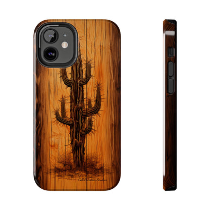 "Cactus Burnt Wood" Phone Case -Tough Phone Cases