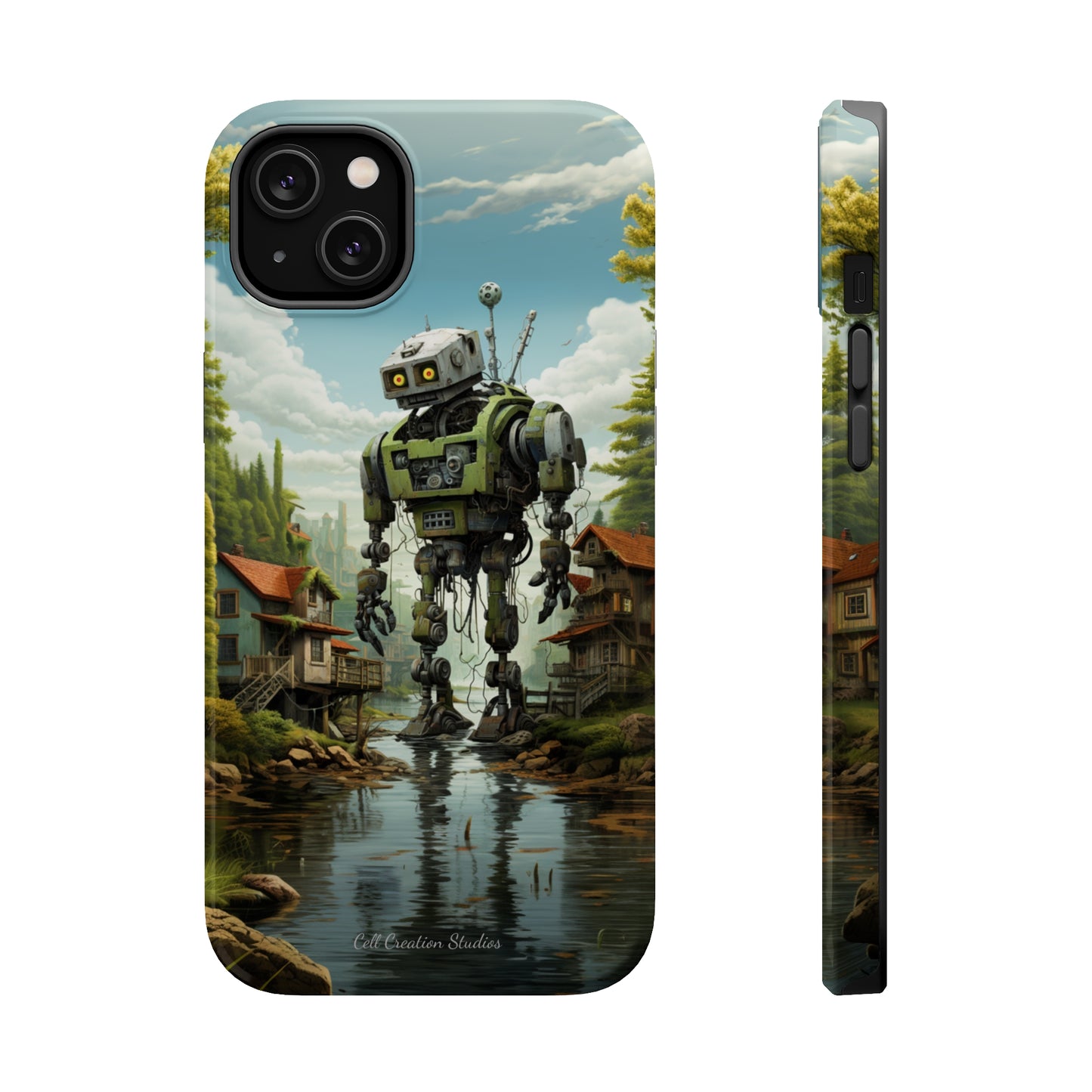 Introducing the "Robo-Rescue" Cell Phone Case – Witness a Heartwarming Scene of Robot Seeking Assistance -MagSafe Tough Cases