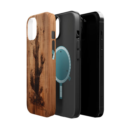 "Cactus Burnt Wood Design" Phone Case -MagSafe Tough Cases
