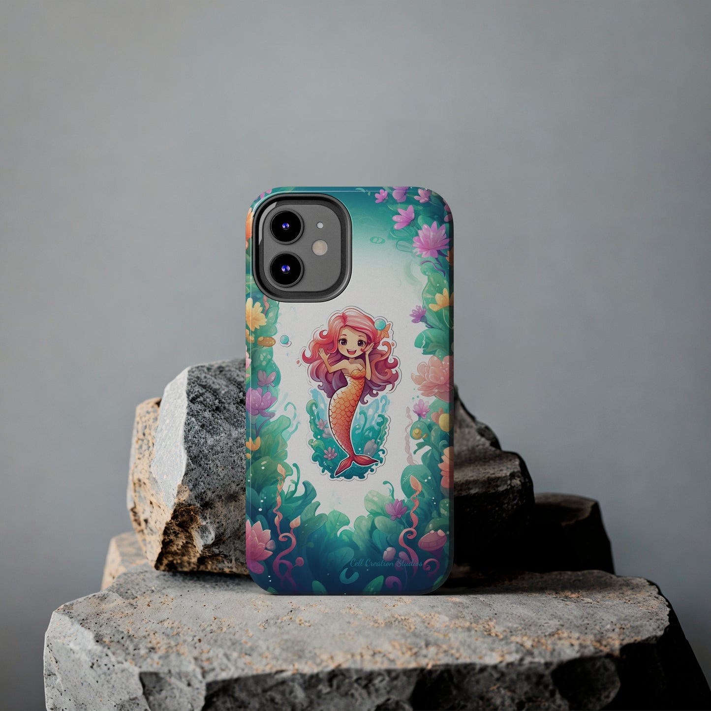 "Pink Seaflower Mermaid" -Tough iPhone Cases