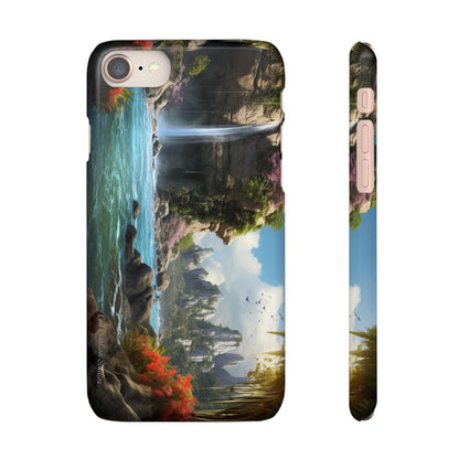 Introducing the "Nature's Cascade" Cell Phone Case – Capture Majestic Beauty with Rock Cliffs and Waterfall! -Snap Cases