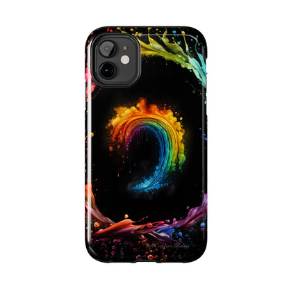 "Vibrant Swirls Painted on Black" Cell Phone Case -Tough Phone Cases