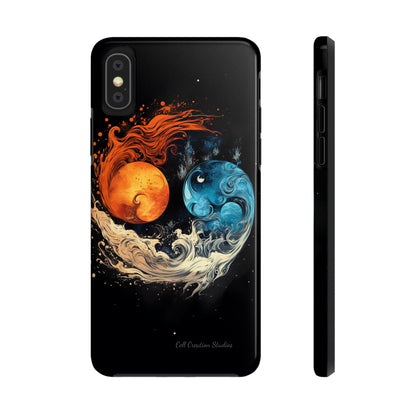 "Harmony in Contrast: Orange and Blue Yin and Yang Phone Case" -Tough Phone Cases