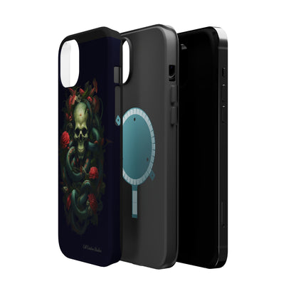 Introducing the "Serpentine Elegance" Cell Phone Case: Where Skulls and Snakes Intertwine -MagSafe Tough Cases