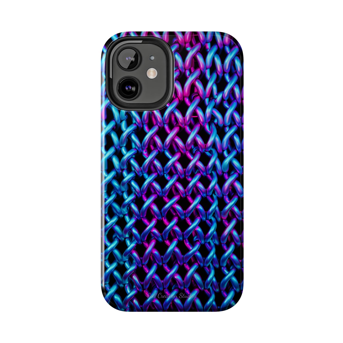 Introducing the "Neon Chainlink Glow" Cell Phone Case – Illuminate Your Style with Vibrant Chain Pattern Design -Tough Phone Cases