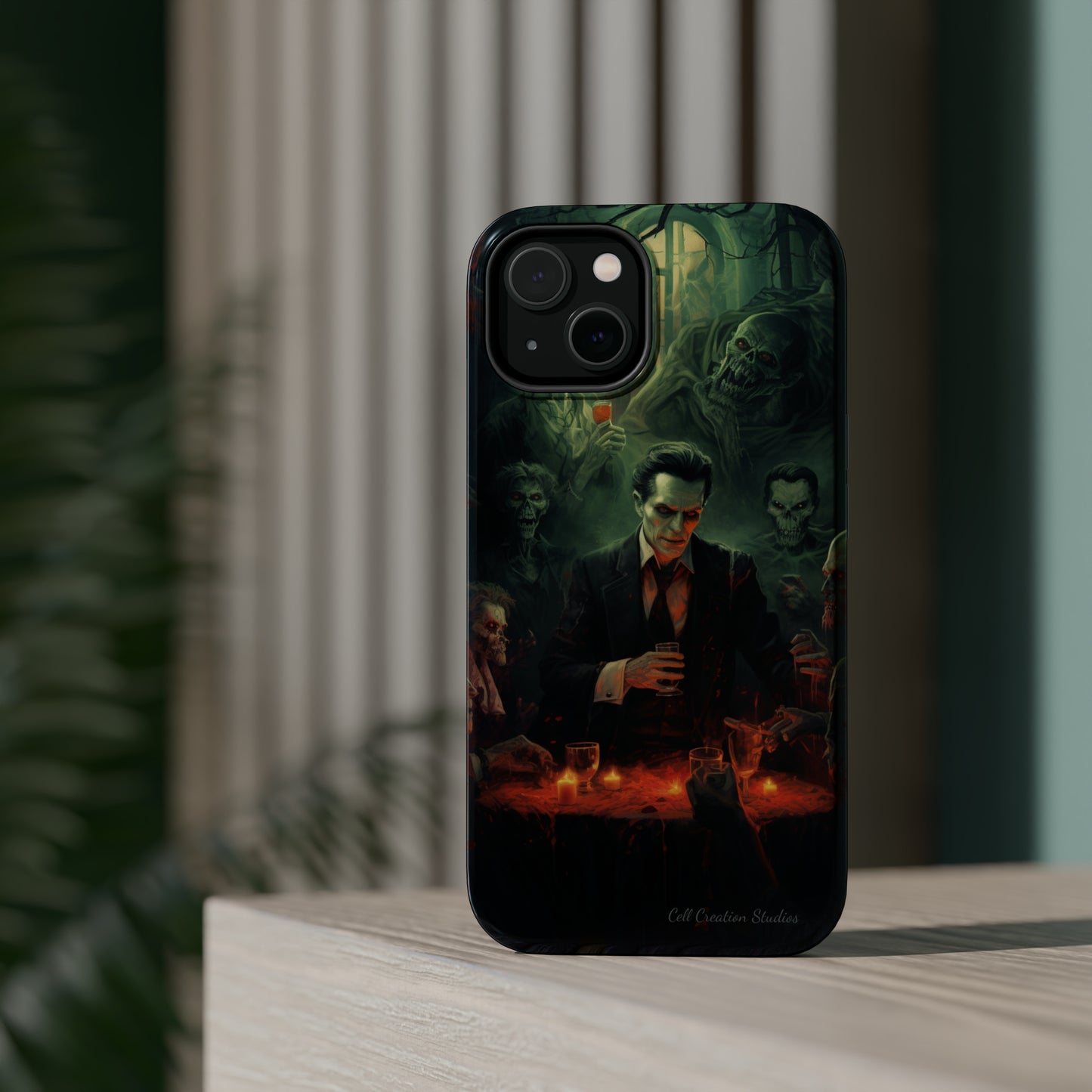 Introducing the "Dracula's Halloween Soiree" Cell Phone Case – Join the Spooky Gathering -MagSafe Tough Cases