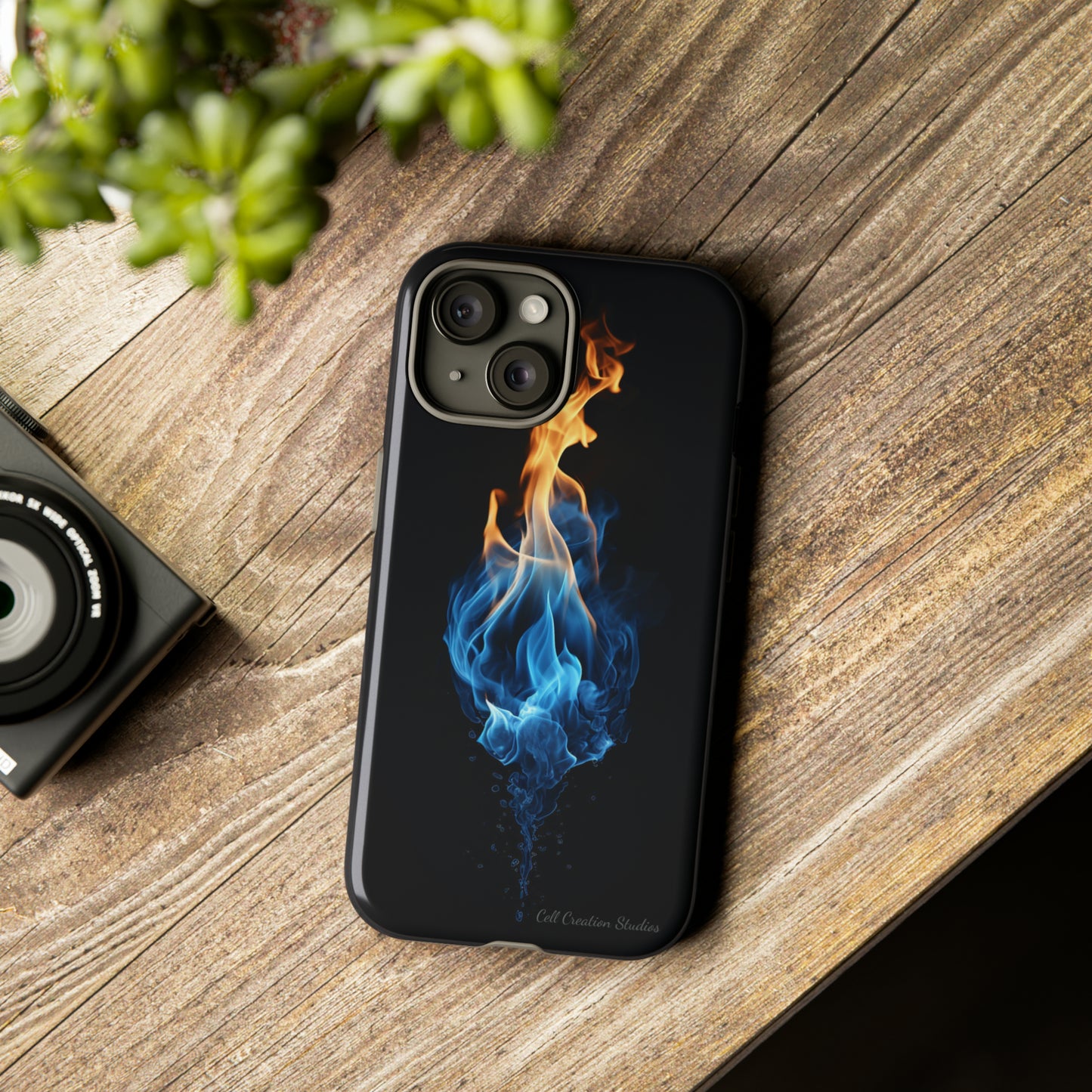 "Elegant Blue and Orange Flame" Phone Case: Ignite Your Style -Tough Cases