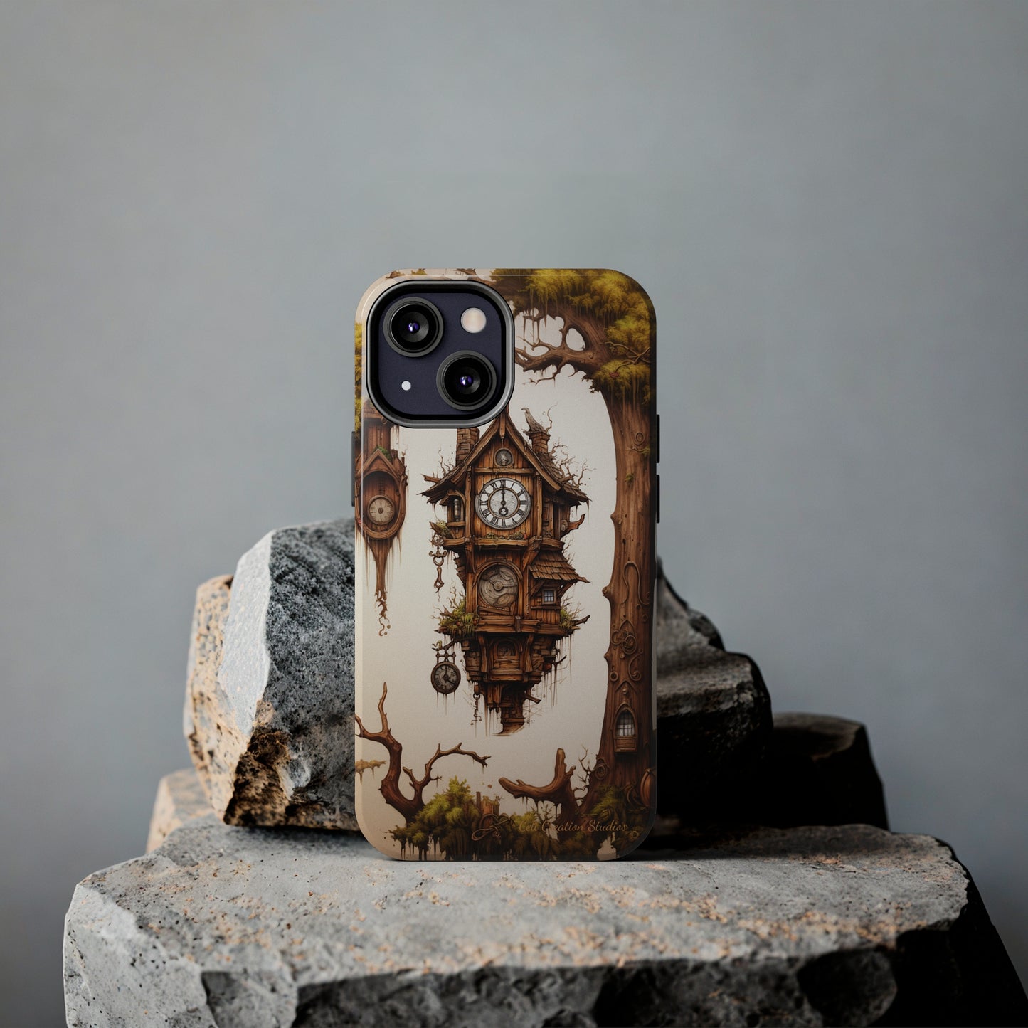 Introducing the "Mystical Wooden Clock" Cell Phone Case – Embrace Enchantment and Timeless Beauty -Tough Phone Cases