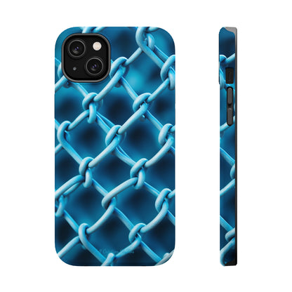 Introducing the "Elegant Chainlink" Cell Phone Case – Embrace Contemporary Style with Blue Chain Link Design -MagSafe Tough Cases