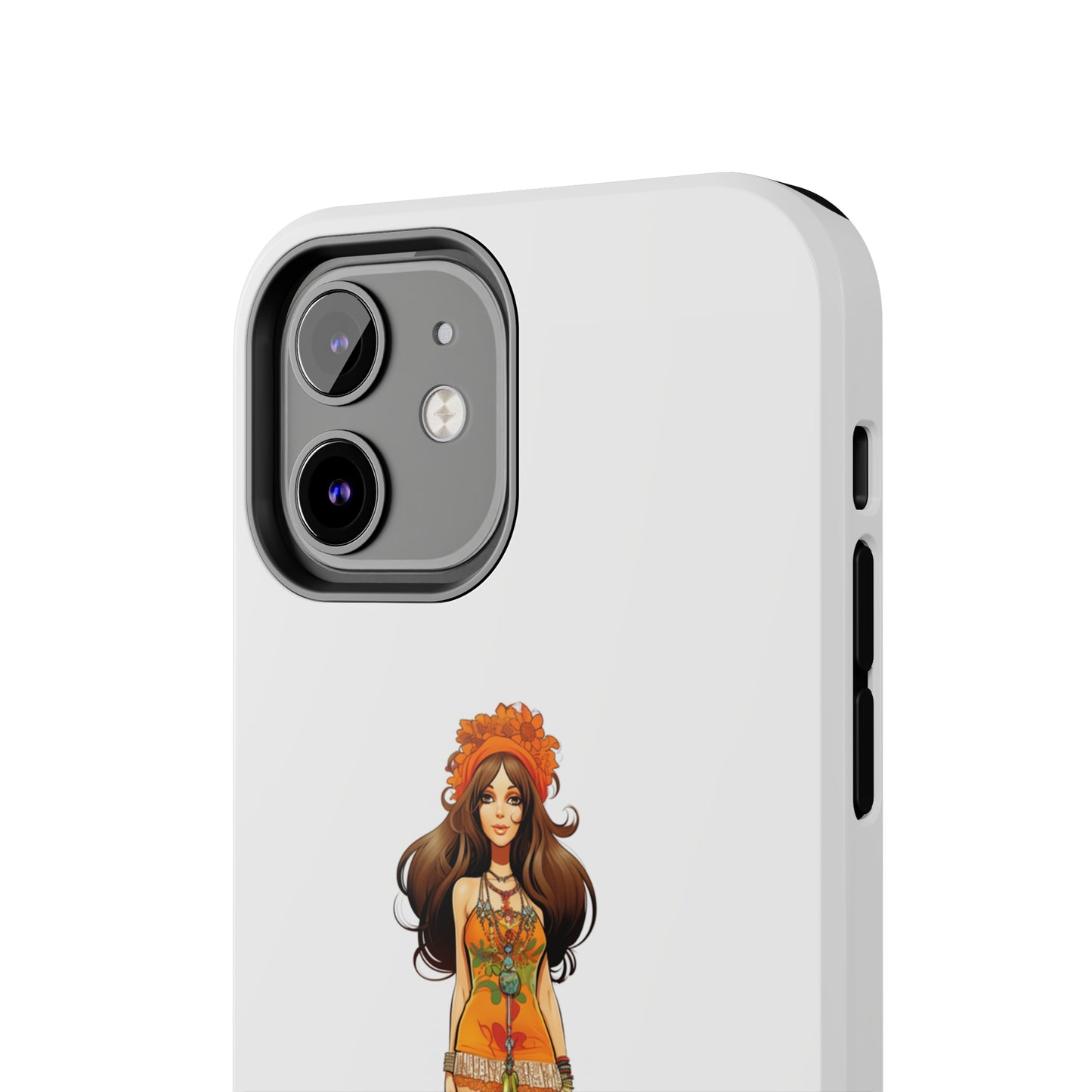 Introducing the "Groovy Hippie Chick" Cell Phone Case – Peace, Love, and Retro Style -Tough Phone Cases