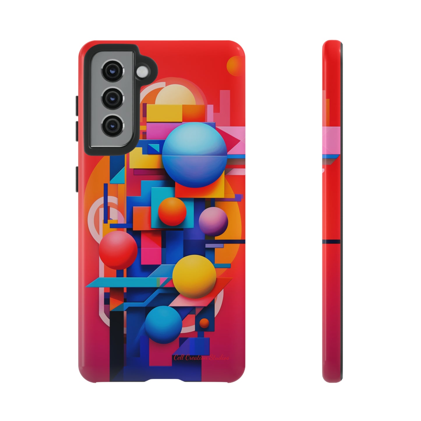 The "Geometric Red Background" Cell Phone Case- Upgrade Your Phone's Aesthetics -Tough Cases