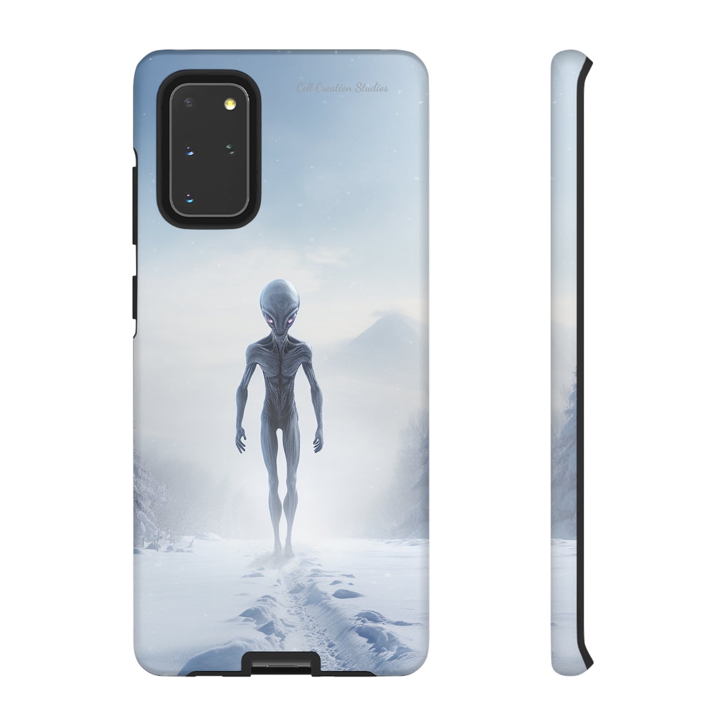 Introducing the "Frosty Extraterrestrial" Cell Phone Case – Embrace Alien Intrigue Amidst the Snowscape -Tough Cases