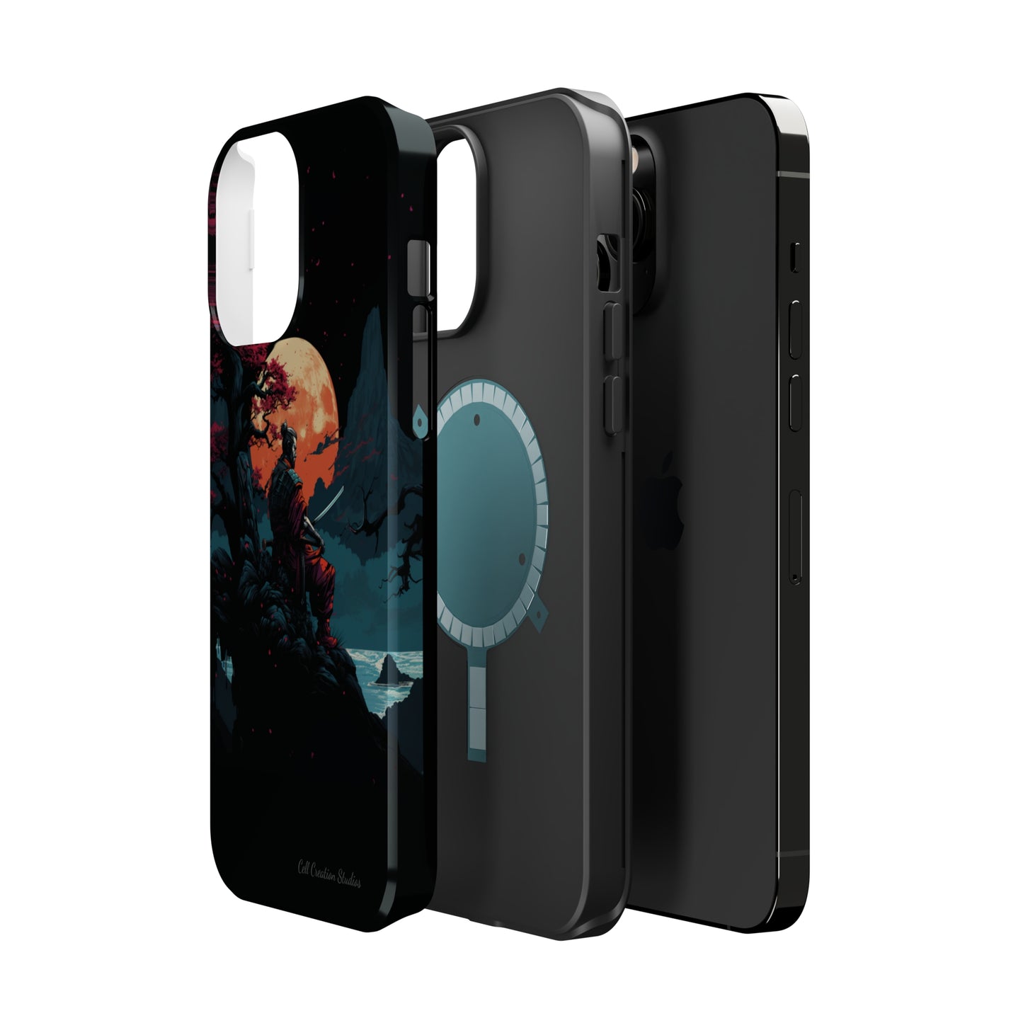 Introducing the "Moonlit Samurai Serenity" Cell Phone Case – Embrace Elegance and Strength -MagSafe Tough Cases