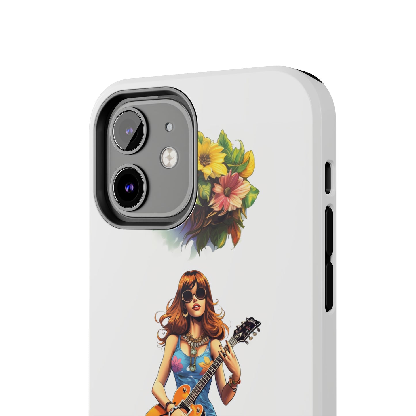 Introducing the "Hippie Chick Groove" Cell Phone Case – Retro Vibes and Musical Delight -Tough Phone Cases