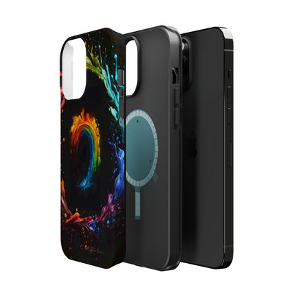 "Vibrant Swirls Painted on Black" Cell Phone Case -MagSafe Tough Cases