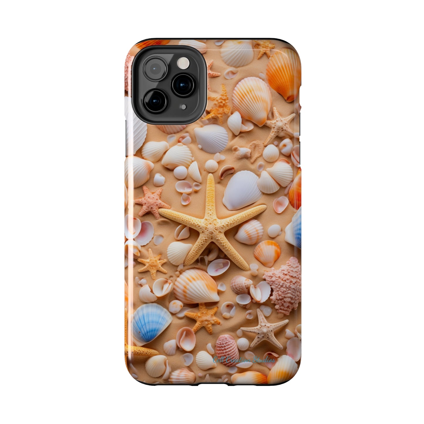 "Seaside Serenity Phone Case: Starfish and Seashells" -Tough Phone Cases