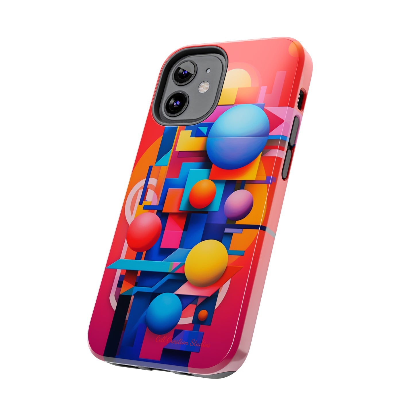 The "Geometric Red Background" Cell Phone Case- Upgrade Your Phone's Aesthetics -Tough Phone Cases