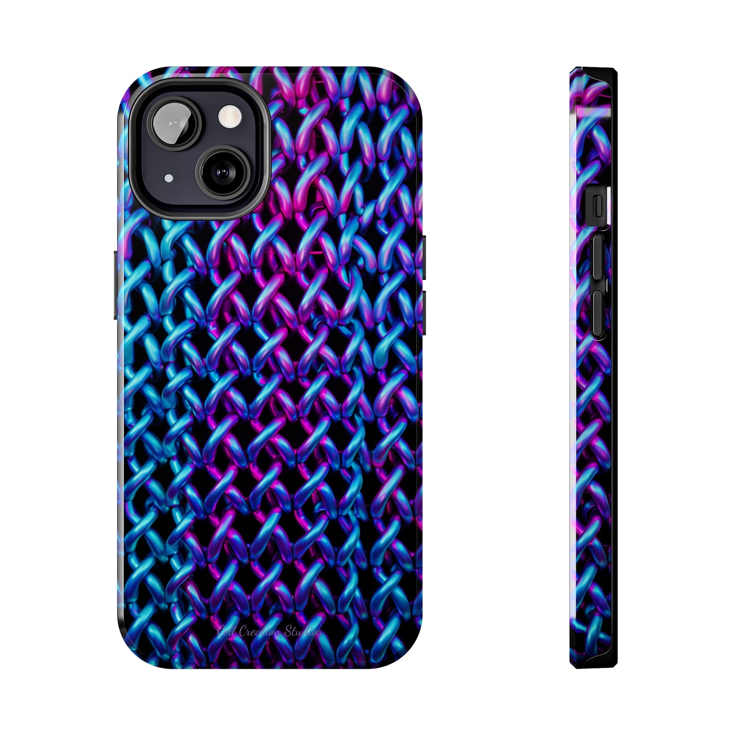 Introducing the "Neon Chainlink Glow" Cell Phone Case – Illuminate Your Style with Vibrant Chain Pattern Design -Tough Phone Cases