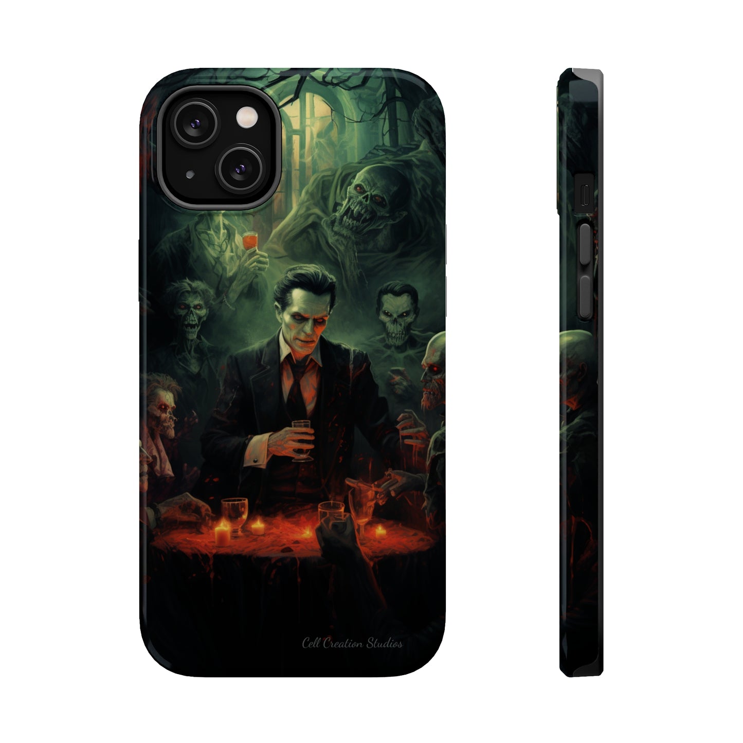 Introducing the "Dracula's Halloween Soiree" Cell Phone Case – Join the Spooky Gathering -MagSafe Tough Cases