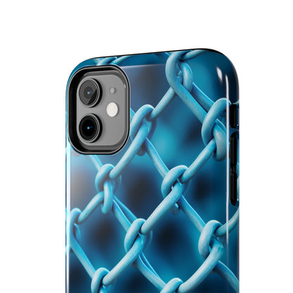 Introducing the "Elegant Chainlink" Cell Phone Case – Embrace Contemporary Style with Blue Chain Link Design -Tough Phone Cases