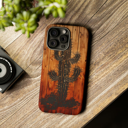 "Desert Vibes Cactus Burnt Wood Design" Phone Case -Tough Cases