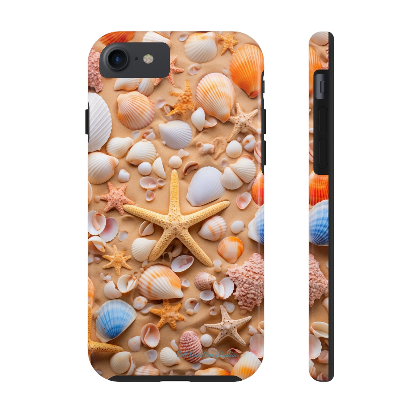 "Seaside Serenity Phone Case: Starfish and Seashells" -Tough Phone Cases